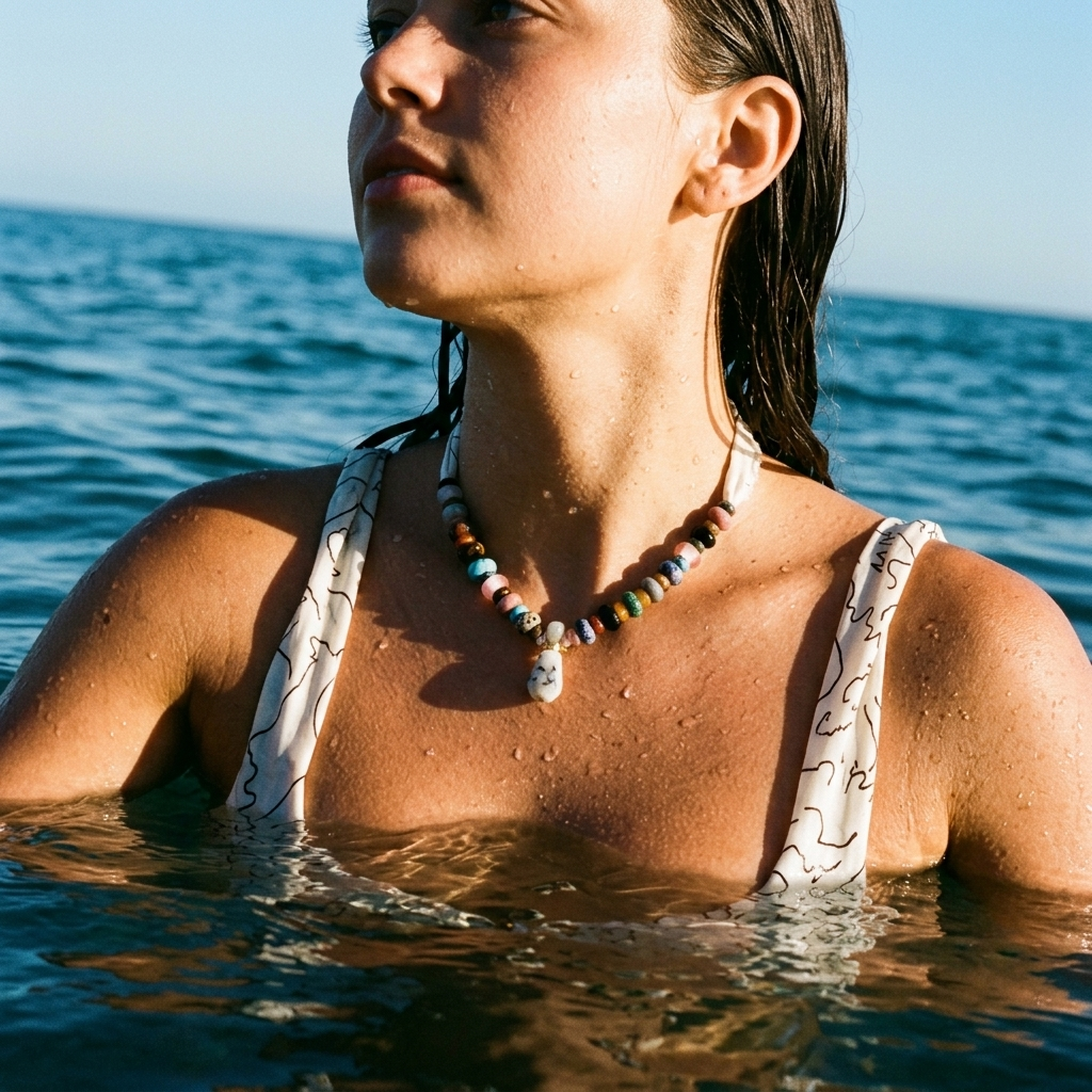 Gemstone beads and vial on a Sunbleached Bandana **Choose Your Water Source**