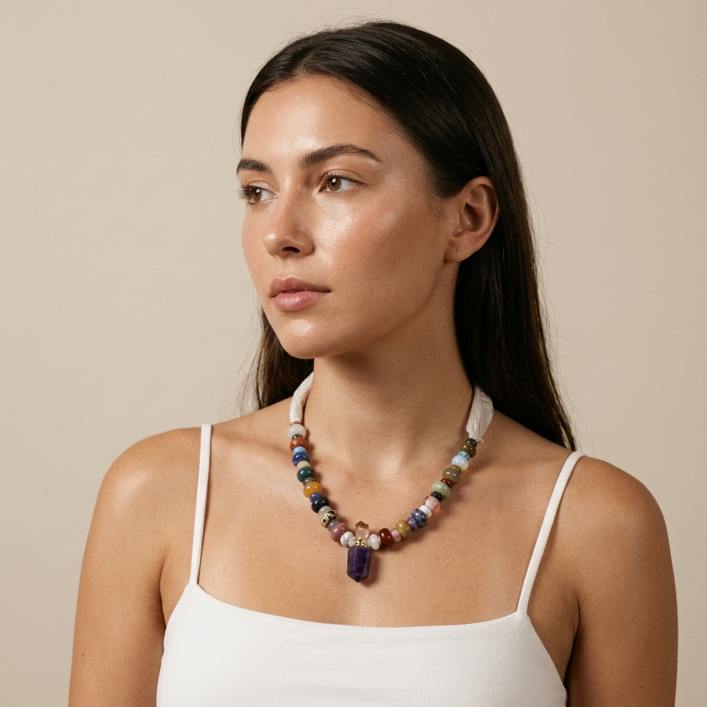 Gemstone beads and vial on a Sunbleached Bandana **Choose Your Water Source**