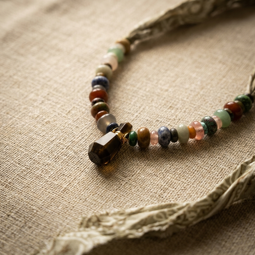 Gemstone beads and tiger eye vial on a Sunbleached Bandana **Choose Your Water Source**