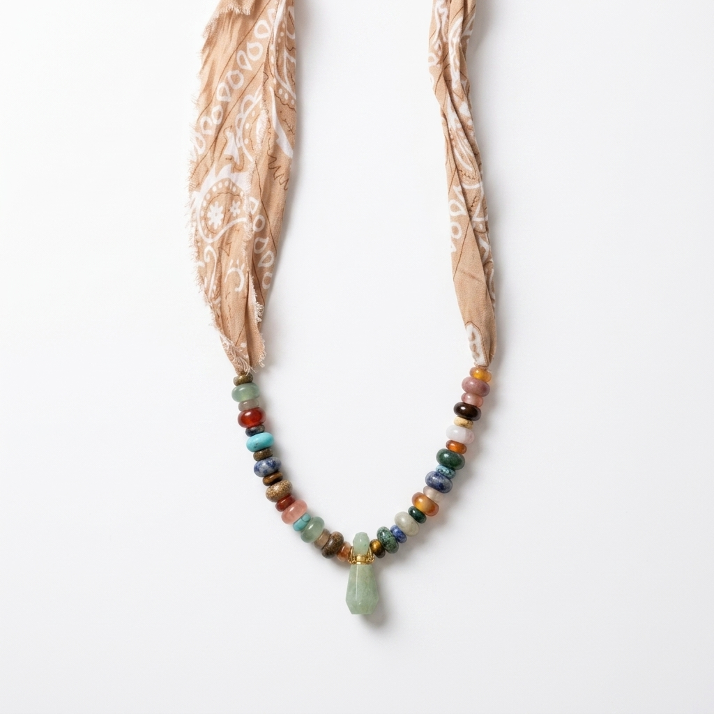 Gemstone beads and vial on a Sunbleached Bandana **Choose Your Water Source**
