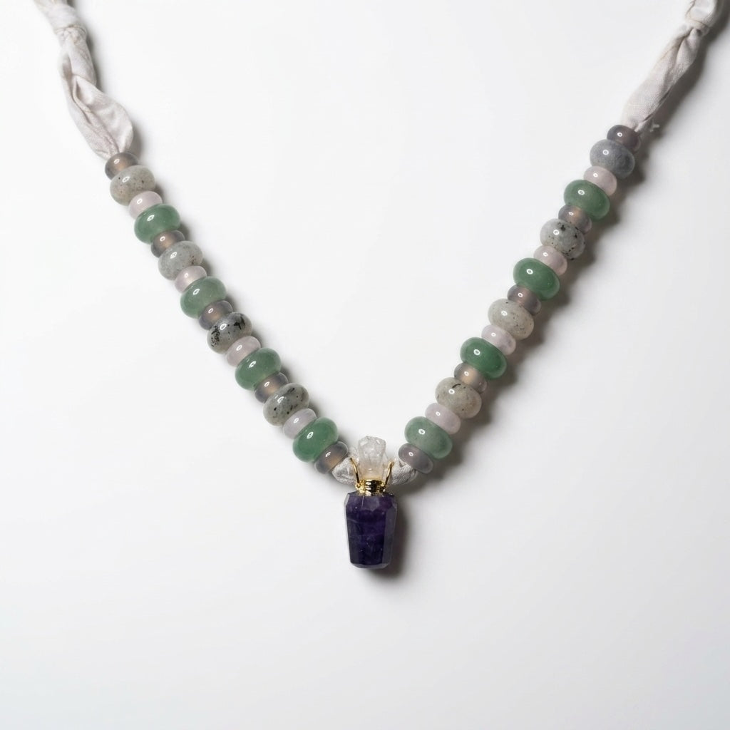 Gemstone beads and vial on a Sunbleached Bandana **Choose Your Water Source**