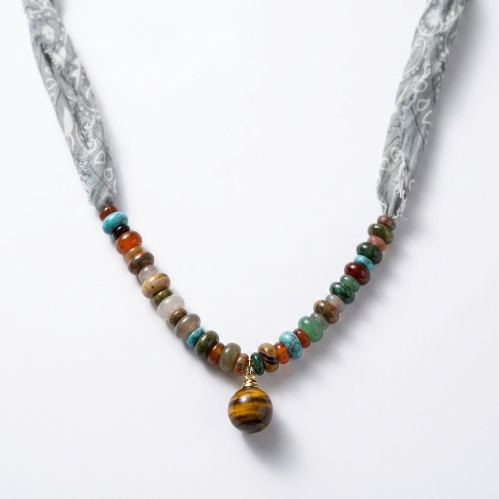 Gemstone beads and vial on a Sunbleached Bandana **Choose Your Water Source**