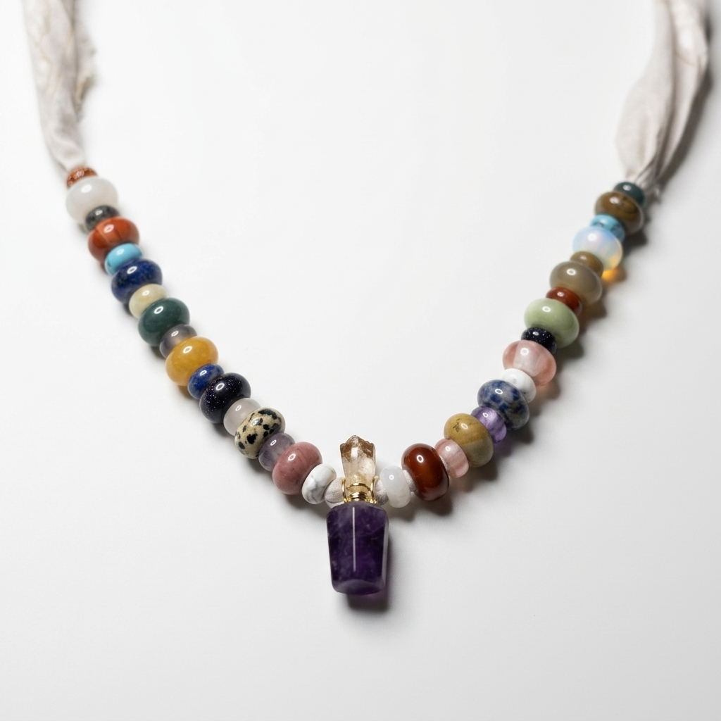 Gemstone beads and vial on a Sunbleached Bandana **Choose Your Water Source**