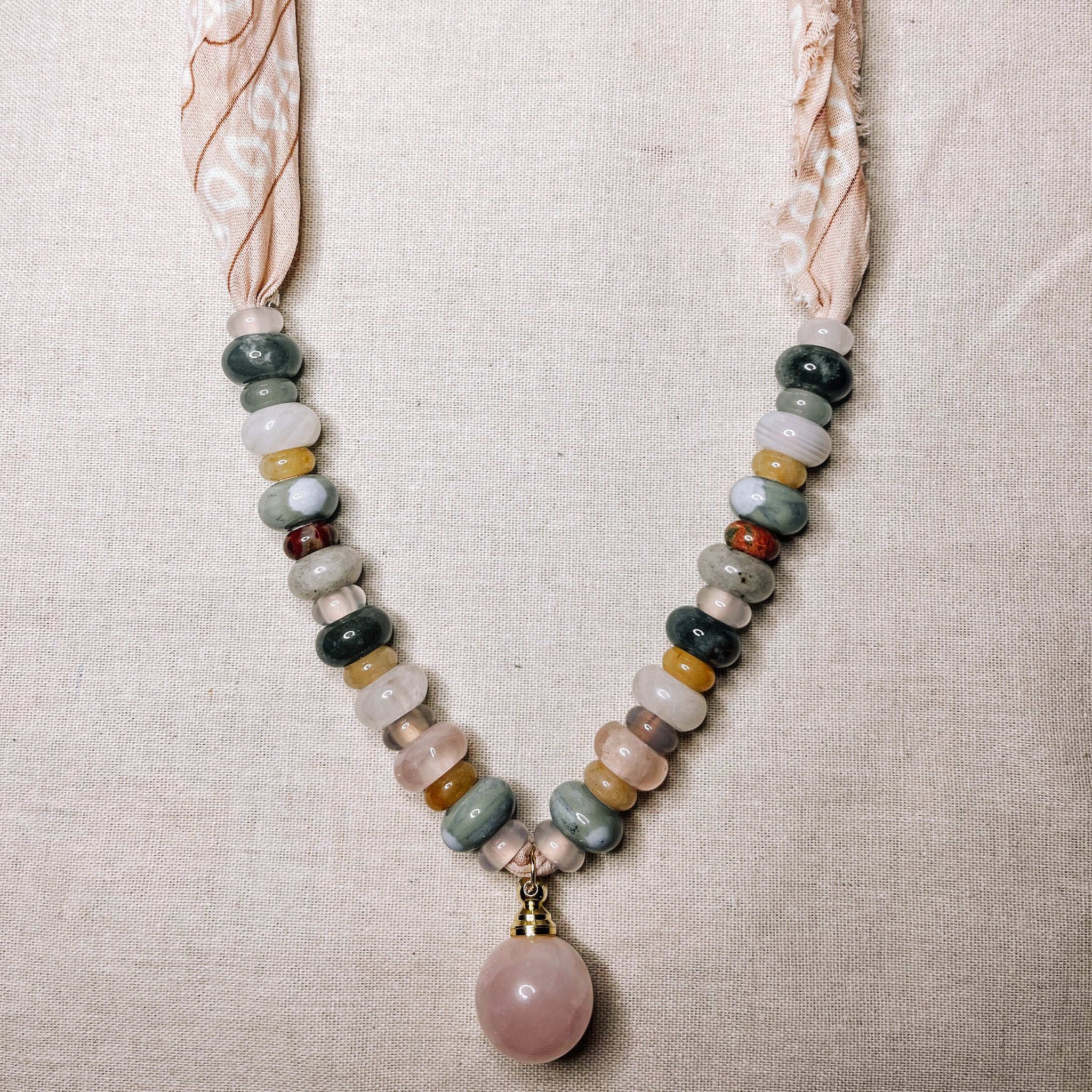 Gemstone beads and vial on a Sunbleached Bandana **Choose Your Water Source**