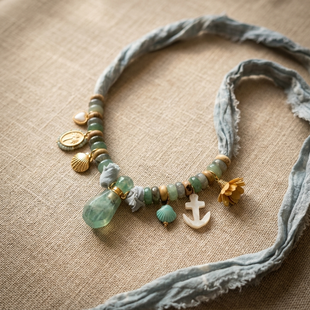 Gemstone beads and vial on a Sunbleached Bandana **Choose Your Water Source**