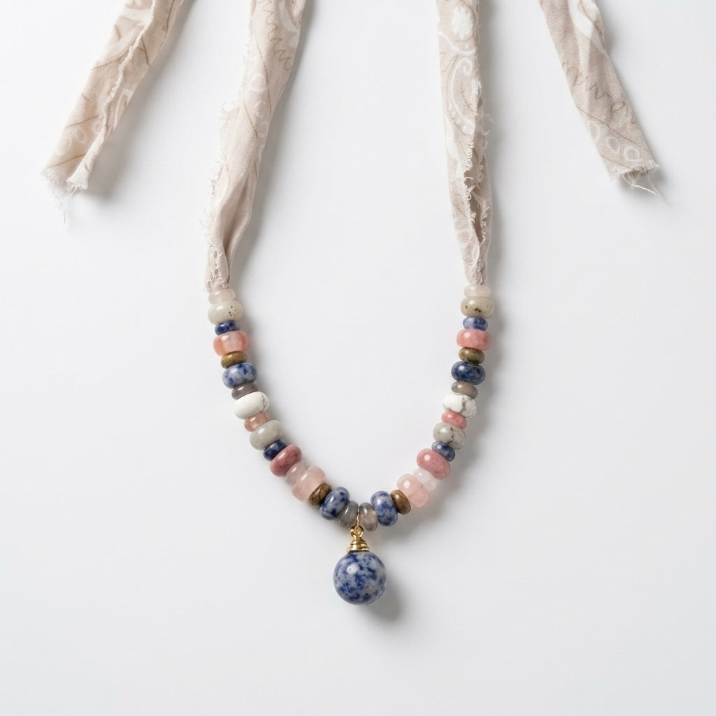 Gemstone beads and vial on a Sunbleached Bandana **Choose Your Water Source**